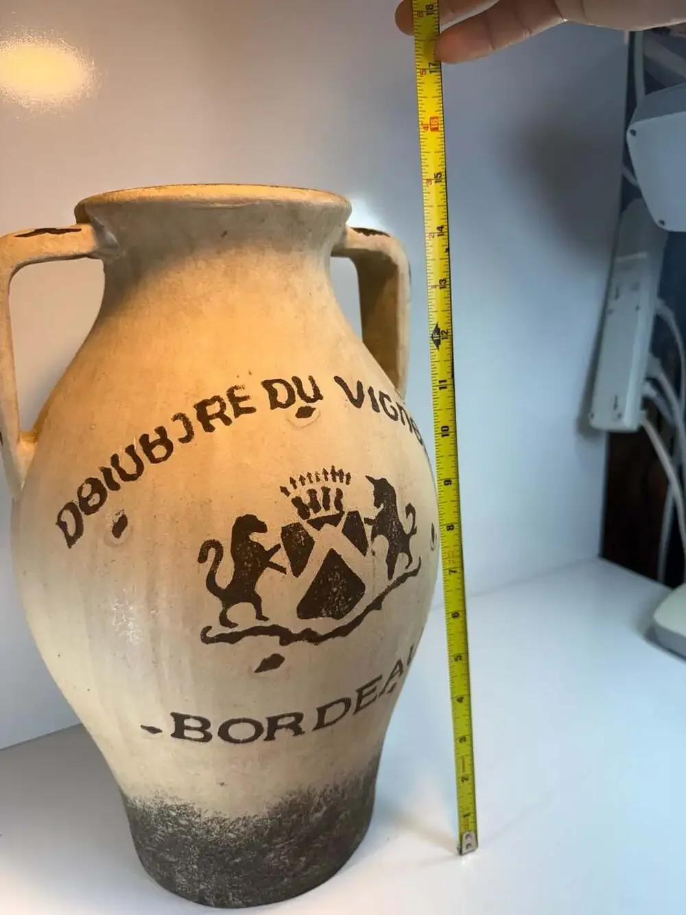 Domaine Des Vignobles French Wine Pottery Jar Amphora Vase Bordeaux